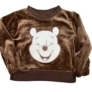 Disney baby Winnie the Pooh happy face velour brown sweatshirt size 3/6 months